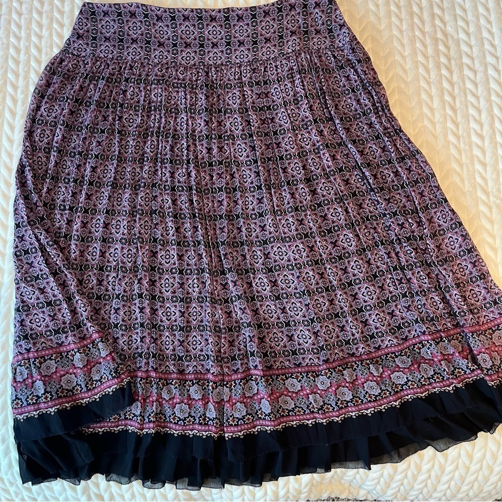 Laura Ashley Silk Floral layered Women's Midi Skirt Fully lined Size 16 Boho - Picture 2 of 11